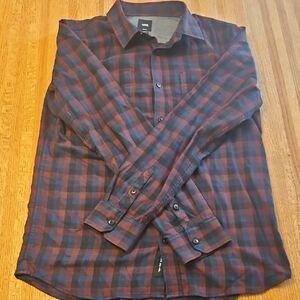 Vans Men's Plaid Button-Down Shirt - Navy and Burgundy